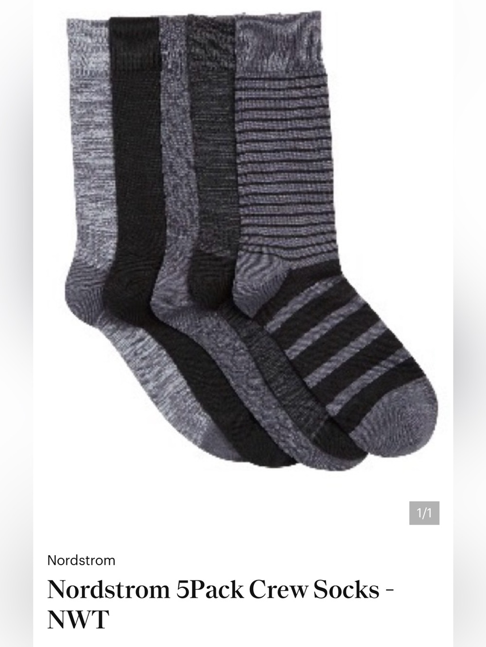 Nordstrom 5Pack Crew Socks - NWT